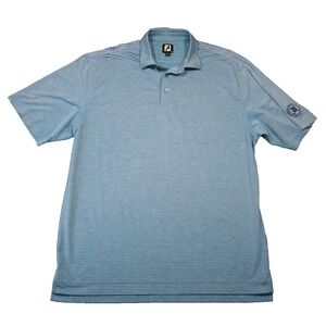 FootJoy Lisle Polo Shirt Adult XL Aqua‎ Striped Golf Golfer League Patch Preppy